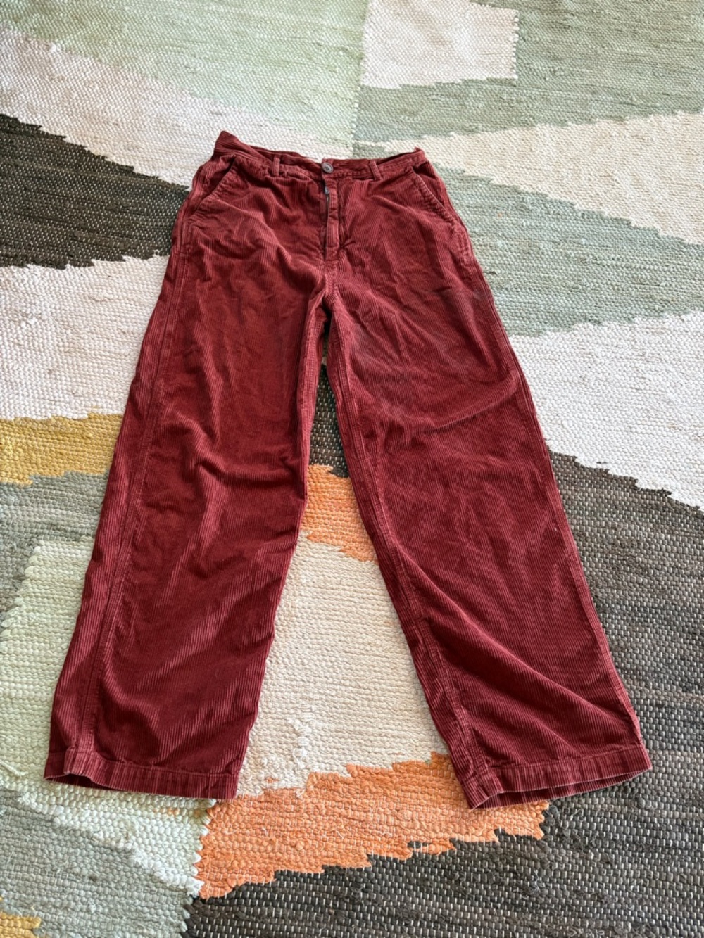 Mollusk Wide-Leg Corduroy Pants in Rust Red